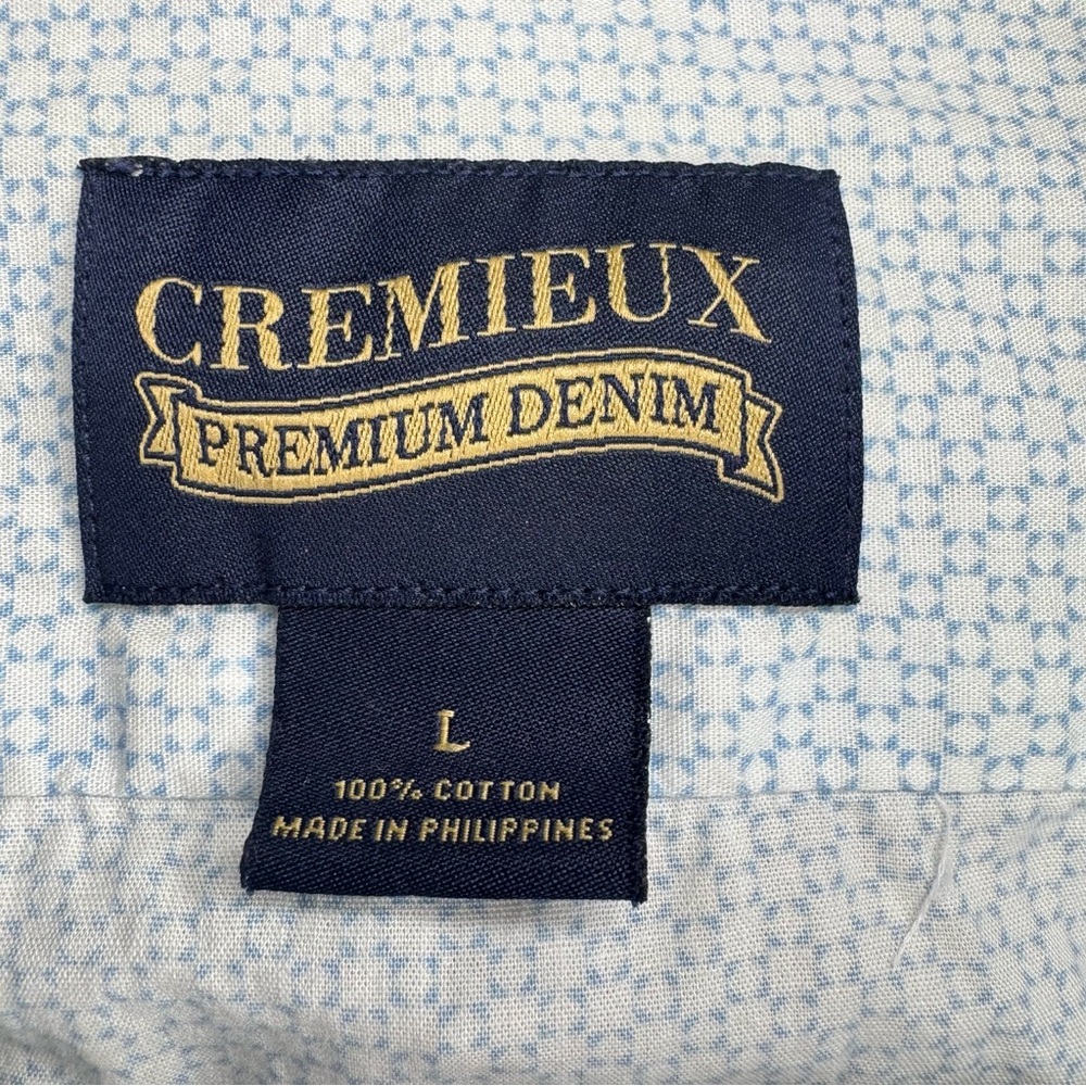 Cremieux Men's Long-Sleeve Button Down‎ Shirt L Blue & White Geometric Print - Picture 3 of 6